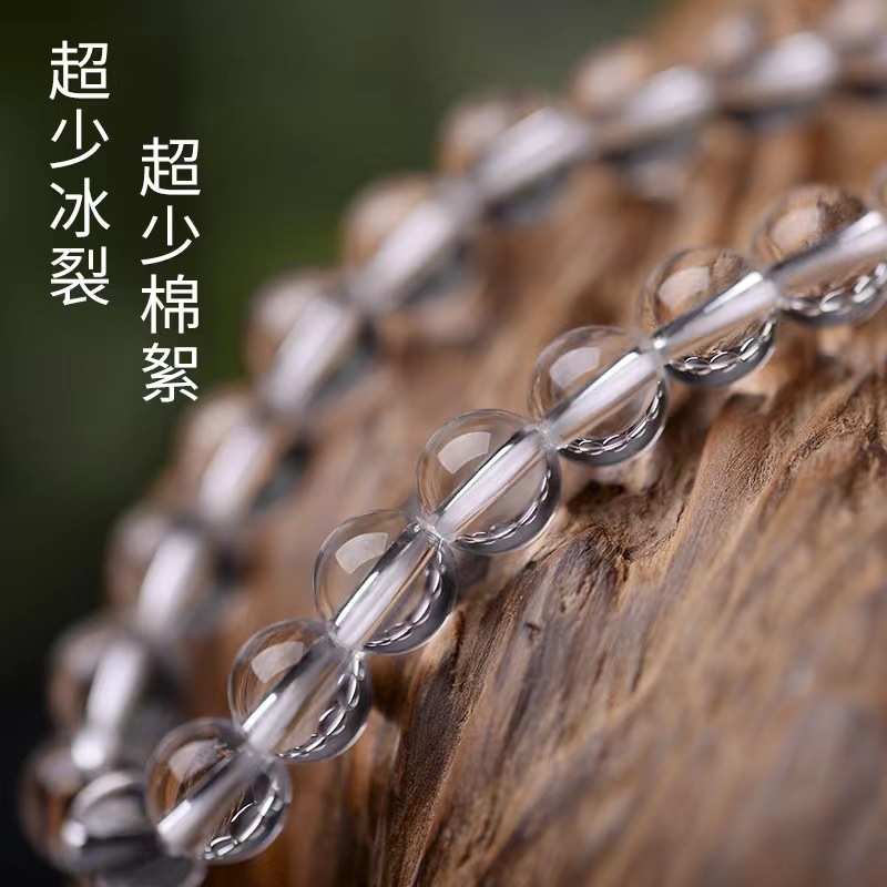 天然水晶白水晶手串7A级白水晶圆珠切面单圈手链男女饰品厂家批发详情2