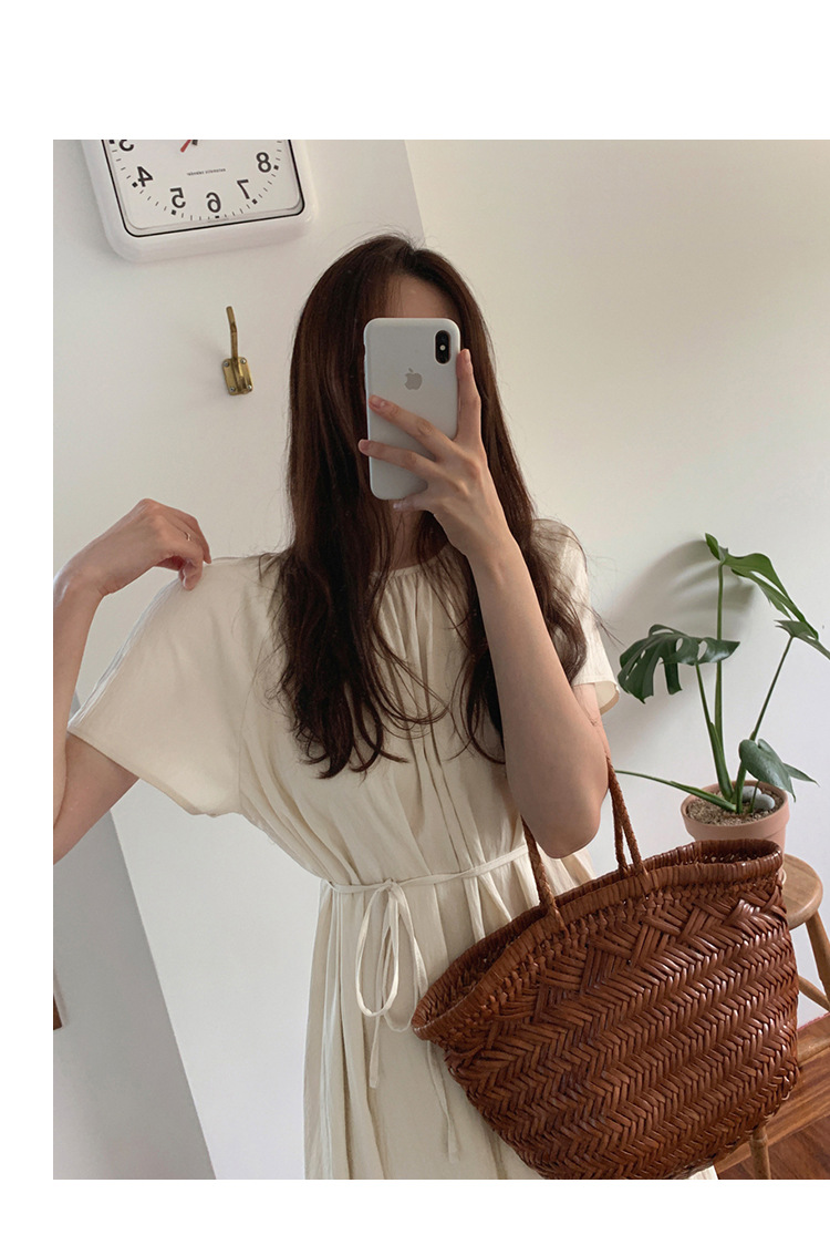 2024年夏季新款连衣裙 韩国ins风休闲家居宽松短袖度假中长款裙子详情16