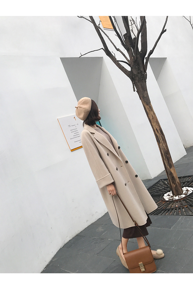 森系毛呢h型大衣女小个子中长款过膝初冬2022新款外套时尚秋冬款详情17