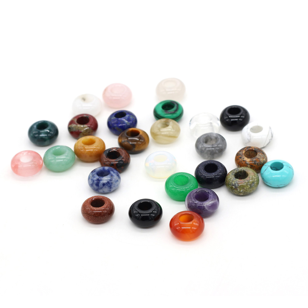 8x14mm天然石头半宝石算盘形大孔珠珠子DIY饰品配件手工制作批发详情4