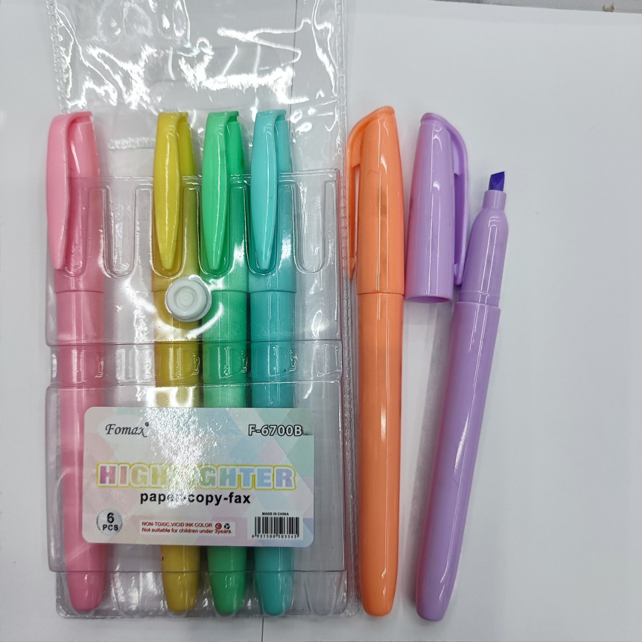 fomax 笔型 F-6700A经典色系 F-6700B 马卡龙色系斜头 6 色荧光笔详情4