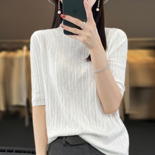 羊毛混纺2023春季新款女士圆v领宽松短款套头上衣打底针织衫毛衣详情13