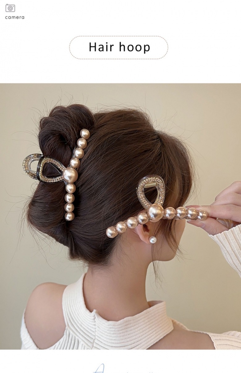 Acrílico perla strass grip mujer 2024 nuevo premium sense pan de pelo clip tiburón clip de pelo grande pin de pelo tiara pic 1