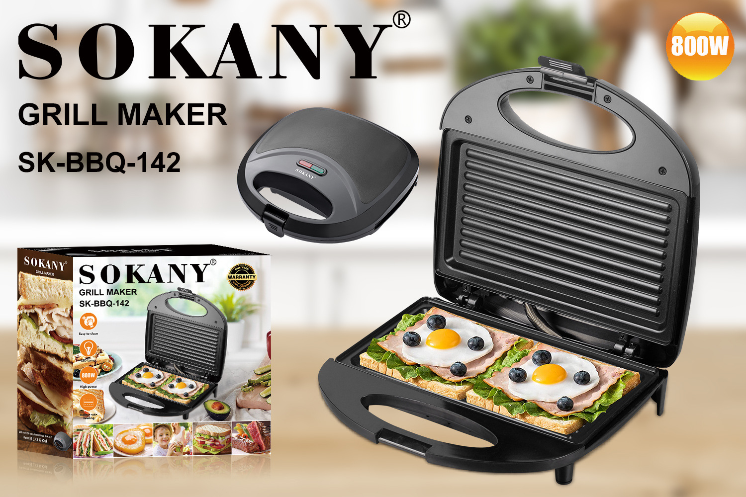 Sokany142 comercio exterior multifunción barra transversal Sandwich máquina hogar pan cuspir conductor Sandwich maker pic 3