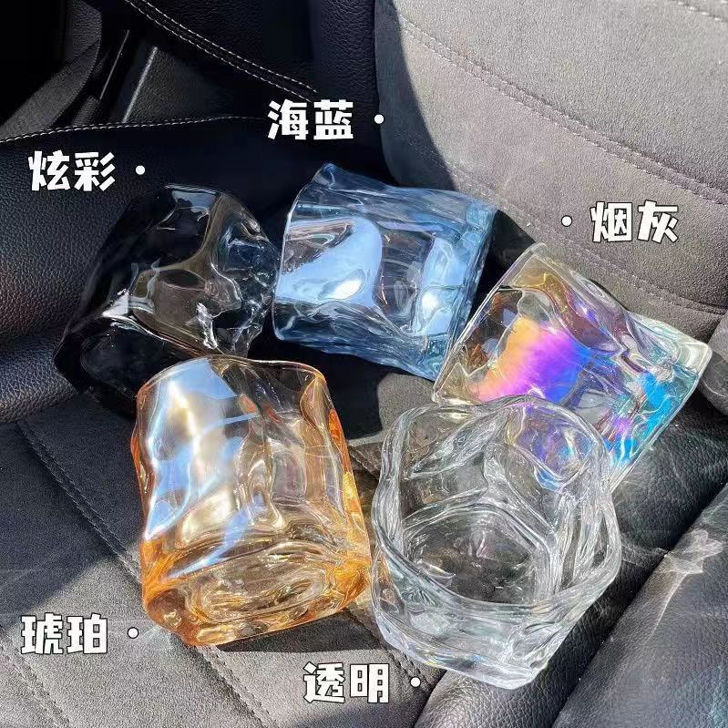 High appearance level twisty cup, ins style whisky transparent wine glass, home glass cup, popular origami cup, irregular-shaped water cup pic 4