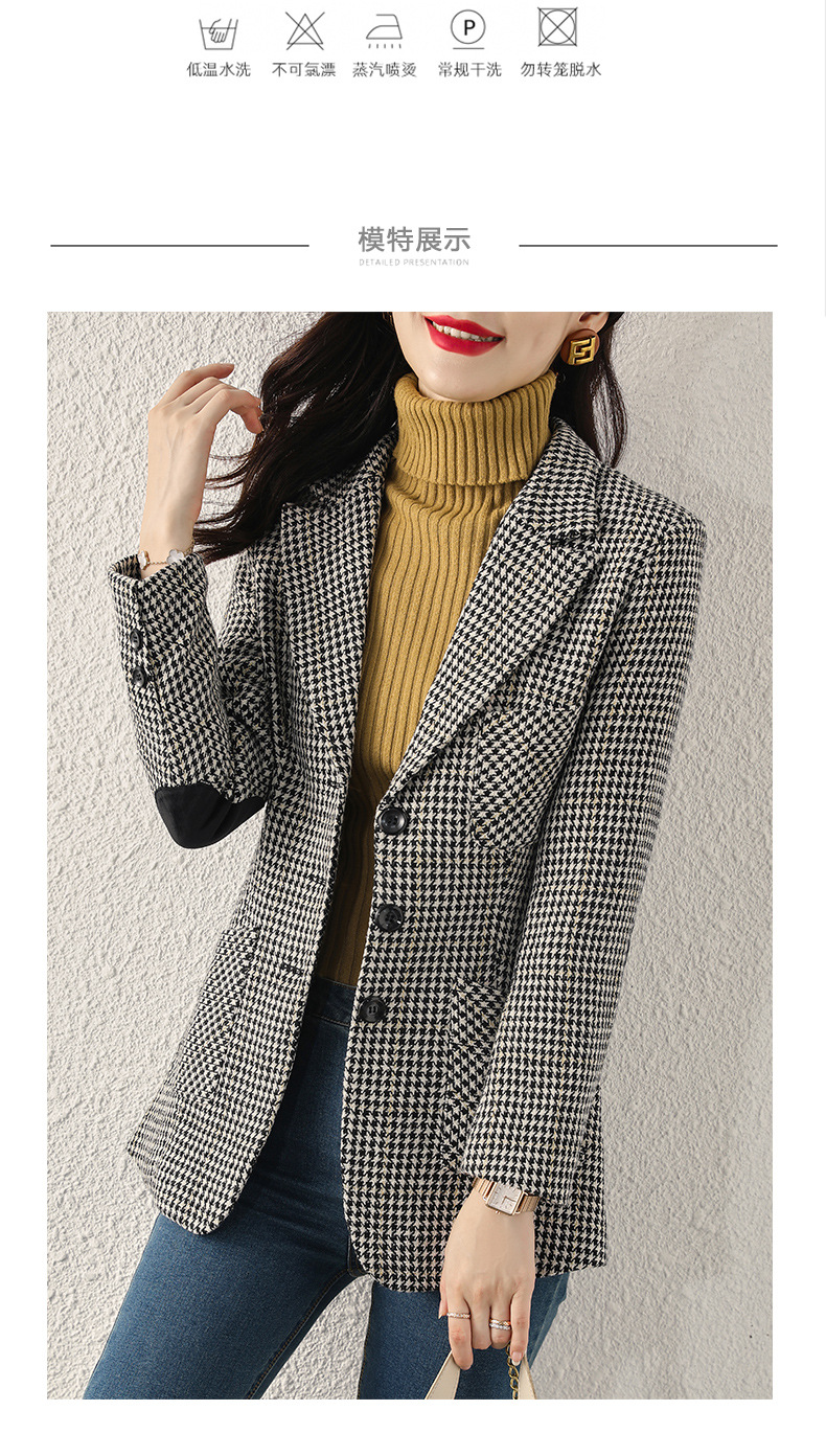 Early autumn Japanese-style checkered mid-length coat for women, slimming and fashionable checkered suit, three-pocket small suit for women pic 28