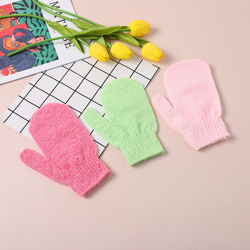 2022新款洗澡手套混色五指涤纶沐浴手套浴室大澡堂专用搓澡手套详情14