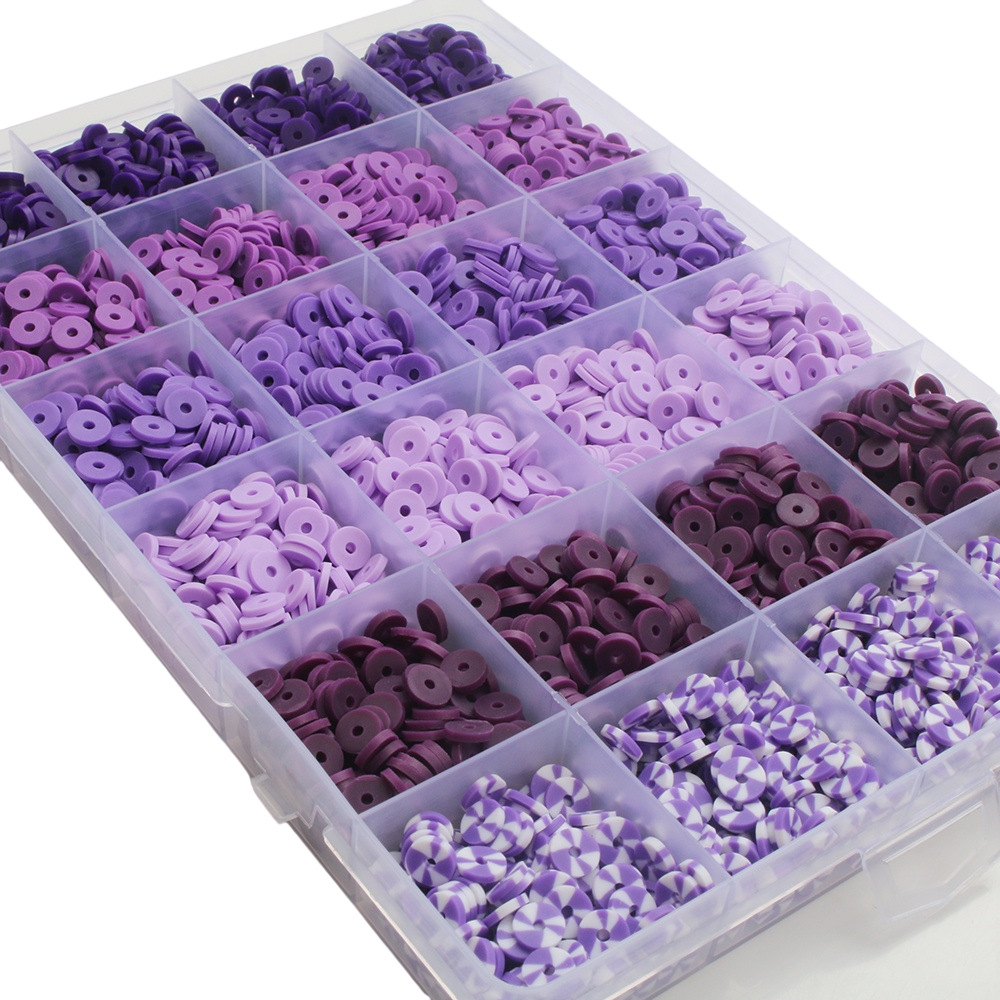 软陶片串珠渐变单色6mm 饰品DIY手链项链饰品配件24格软陶片盒装详情3