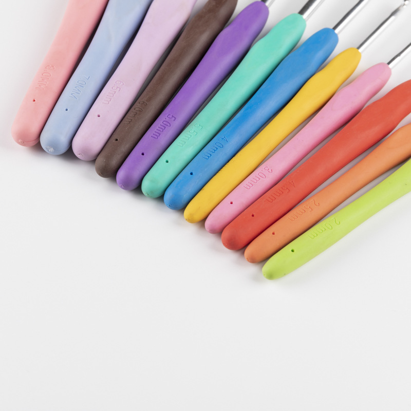 TPR硅胶钩针单头钩针PVC包装金属手工编织铝钩针软柄实心钩针套装详情8