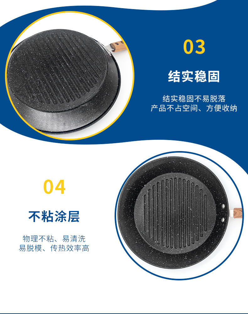 厂家直供平底锅牛排煎锅家用不粘锅电磁炉燃气灶平底锅批发定 制详情8