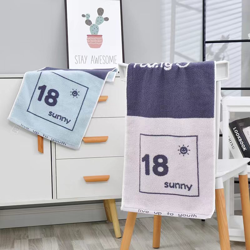 Futian cotton towels, adult face wash and bath towels, jacquard color-blocking face towels, household, supermarket, dormitory, company gifts pic 5