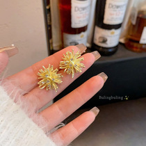 新年喜庆安可拉红色珠子耳钉女哑光拉丝几何形耳钉港风复工耳饰品详情5