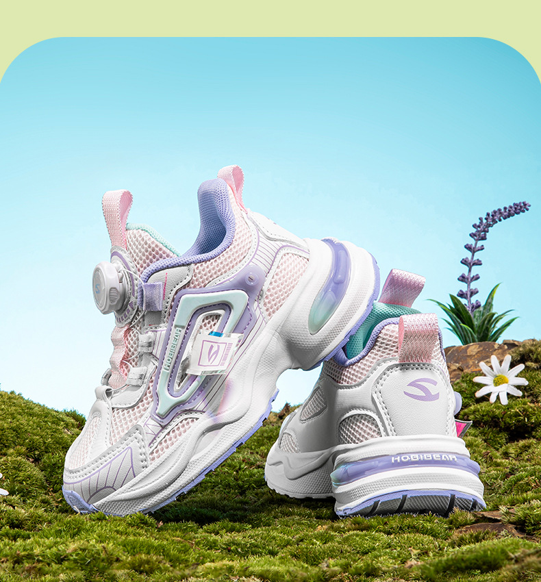 哈比熊网面春季款男童纽扣鞋女童双网运动鞋橡胶底跑步鞋一件代发详情16