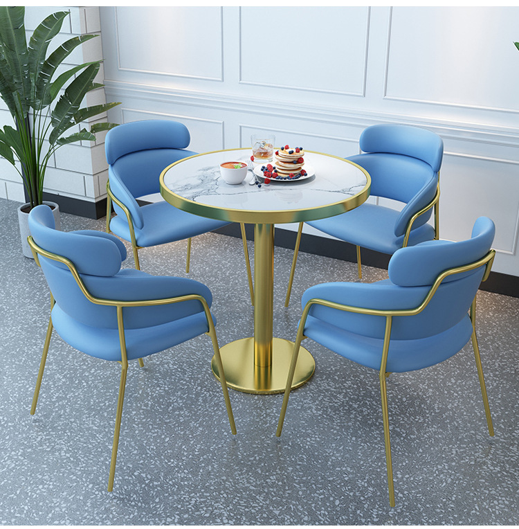 西餐厅轻奢铁艺餐椅甜品店奶茶店桌椅咖啡厅实木椅子卡座沙发桌椅详情6