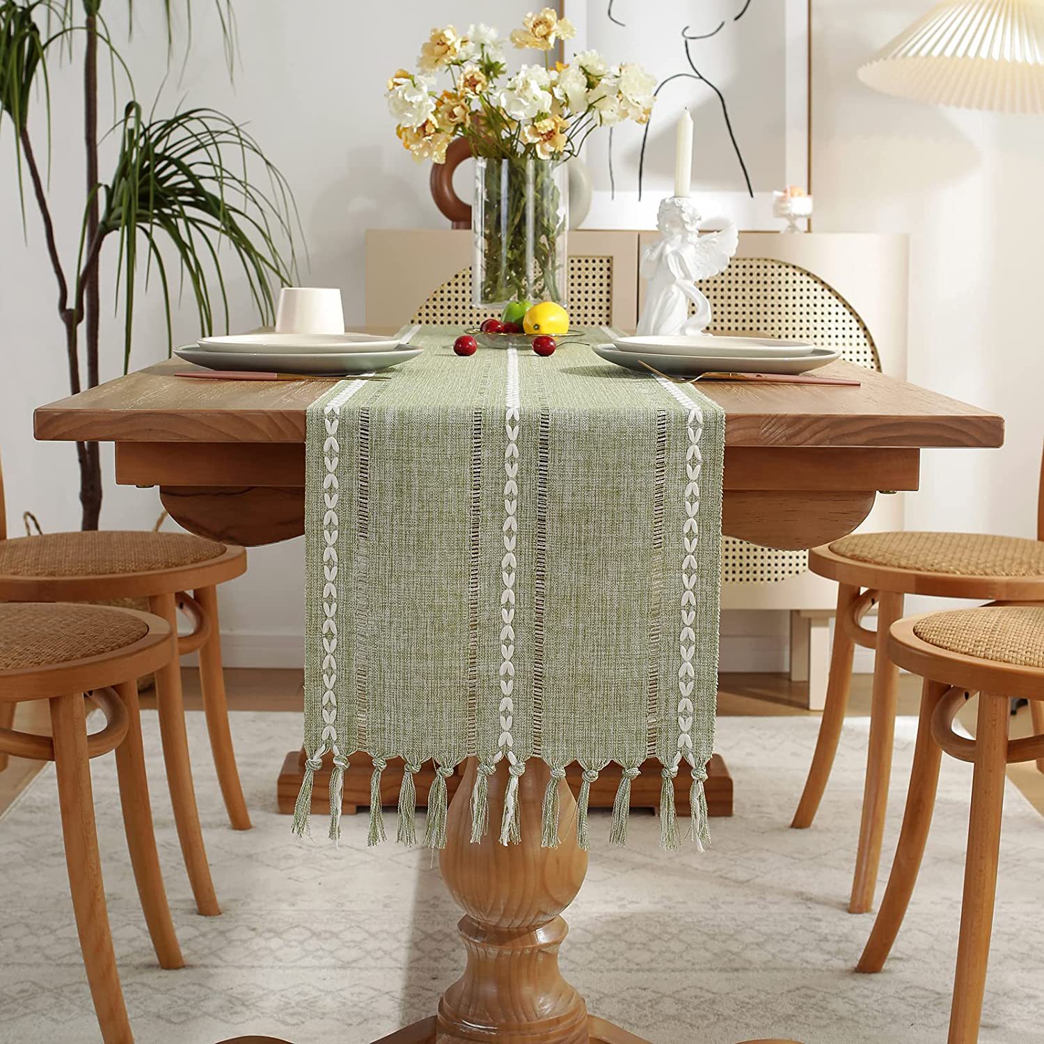 New cross-border Amazon handcrafted table flag, hollowed-out American country white tablecloth, dressing table scarf factory wholesale pic 22