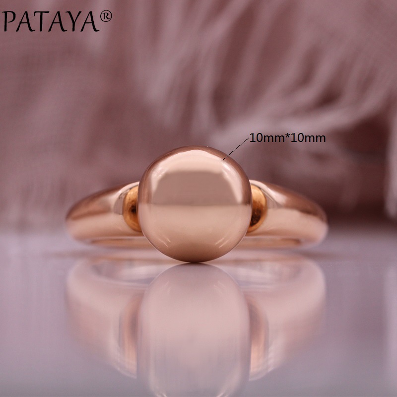 PATAYA smooth spherical exquisite ring, 585 rose gold color-preserving electroplated jewelry, cross-border direct supply jewelry pic 2