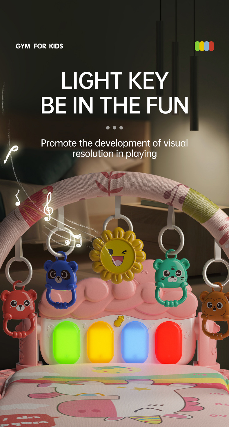 跨境热销婴儿脚踏琴玩具宝宝多功能音乐健身架爬行垫新生儿游戏垫详情3