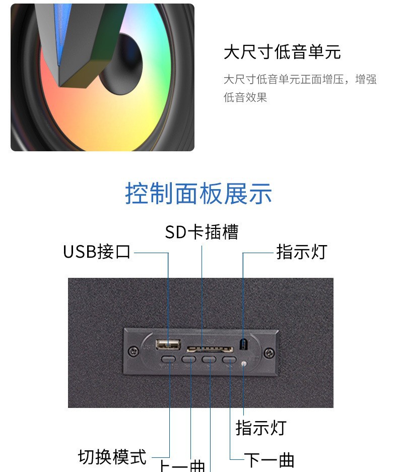 Wooden multimedia Bluetooth speaker, 3D surround sound, computer, mobile phone card, home subwoofer, wired speaker set pic 10