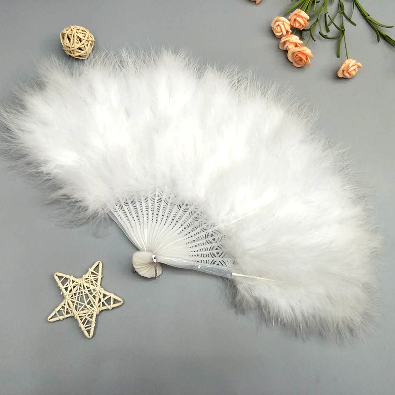 Full-fleece thickened Turkey feather fan, 50*30CM, cheongsam fashion show stage performance prop, colorful full-fleece fan pic 25