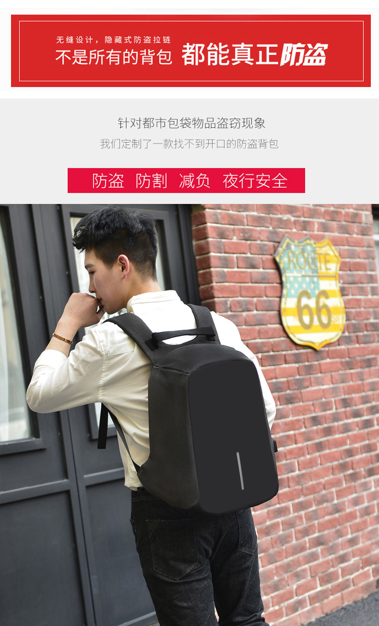 防盗电脑双肩包男款商务通勤男背包笔记本usb充电书包大容量详情5