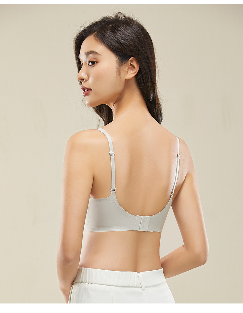 小浪花云感无痕内衣背扣式吊带小胸显大无钢圈薄款好看文胸简约MM详情23