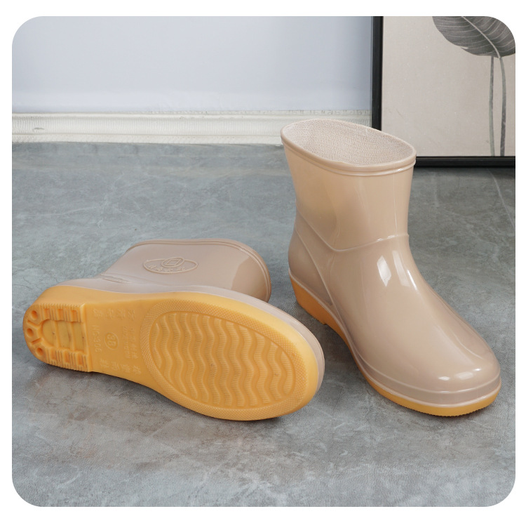 雨鞋女短筒春秋休闲韩版加棉保暖可拆洗车厨房厚底浅口低帮水靴女详情15