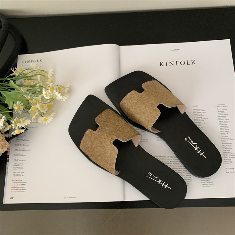 女士凉拖鞋外穿2024年夏季新款时尚百搭复古舒适平底防滑一字拖潮详情35