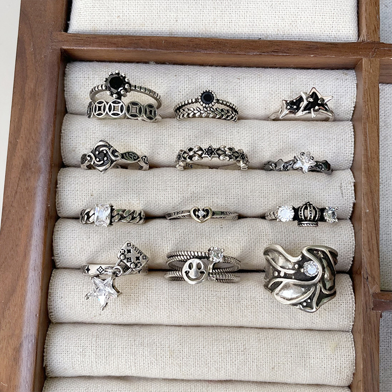 10101010ZHIYUN 不掉色轻奢高级感锆石跨境饰品夸张嘻哈开口925纯银戒指女详情9