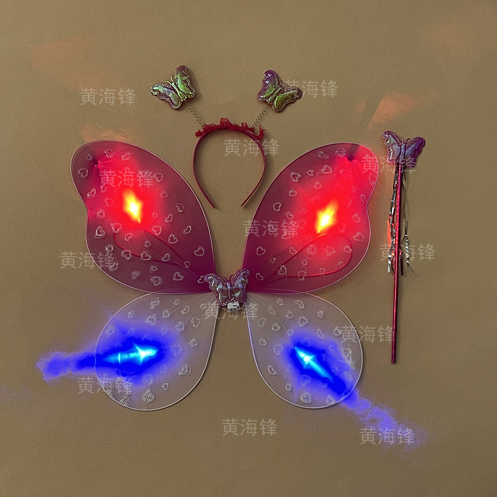儿童昆虫蝴蝶翅膀三件套跨境节庆表演道具发箍魔法棒蝴蝶精灵套装                              详情10