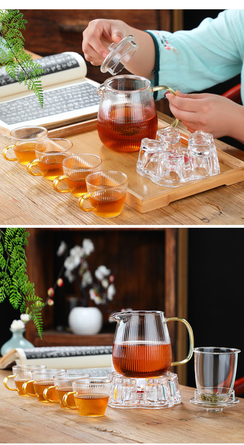 Glass teapot, heat-resistant brewing teapot, filter, high-temperature resistant boiling teapot, water bottle set, tea brewing utensils, flower tea boiling and health preservation teapot pic 16