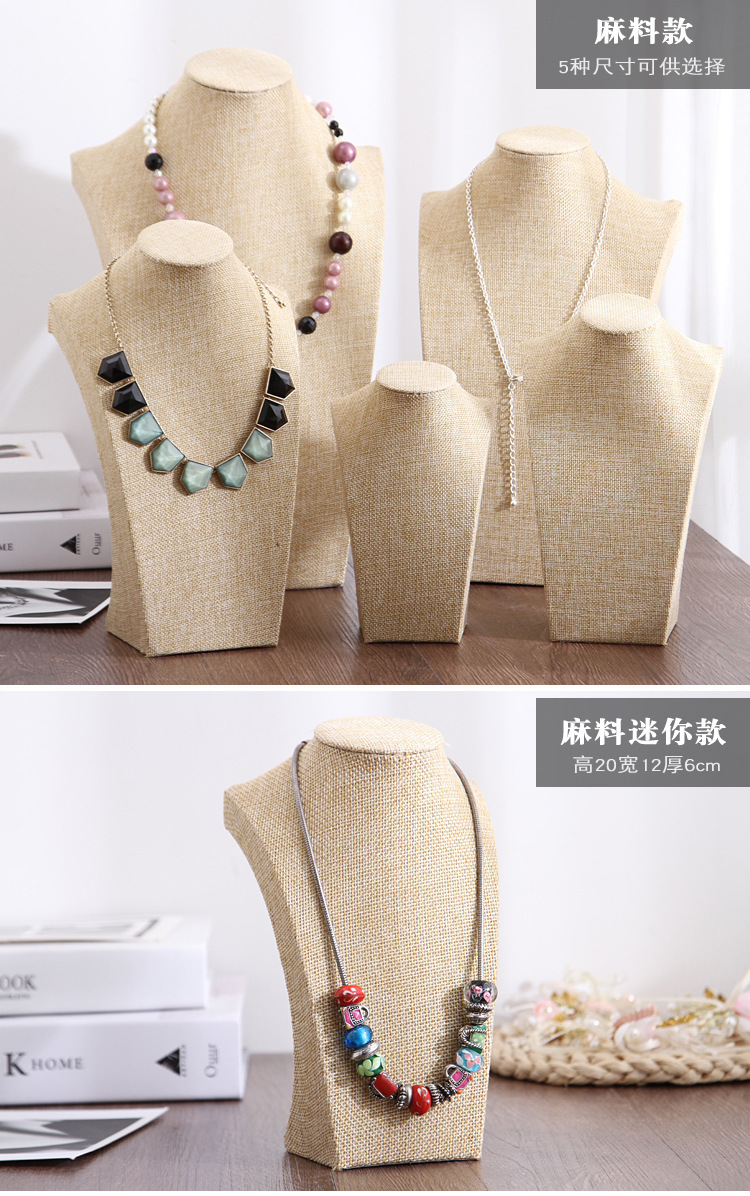 绒面脖子项链展示架半身人像模特吊坠架子珠宝饰品陈列首饰架批发详情12