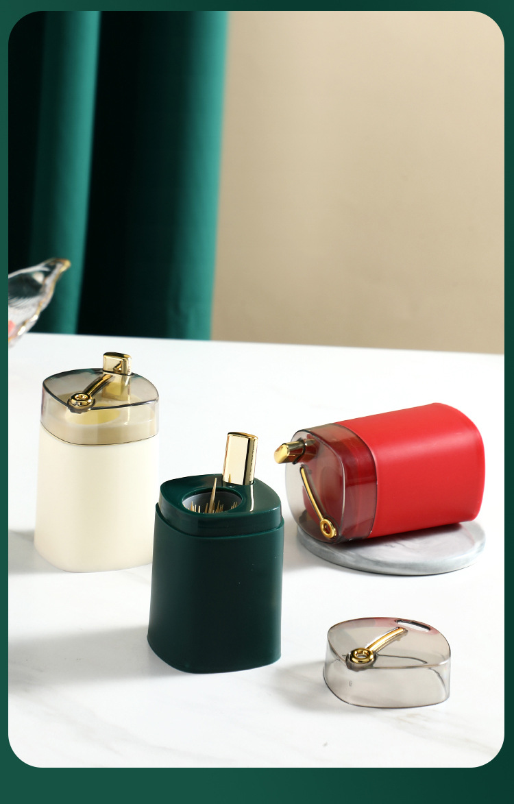 The new golden-edge toothpick box features an automatic toothpick press and a simple, luxurious, and high-quality appearance. The toothpick holder is made of a large amount of plastic pic 1
