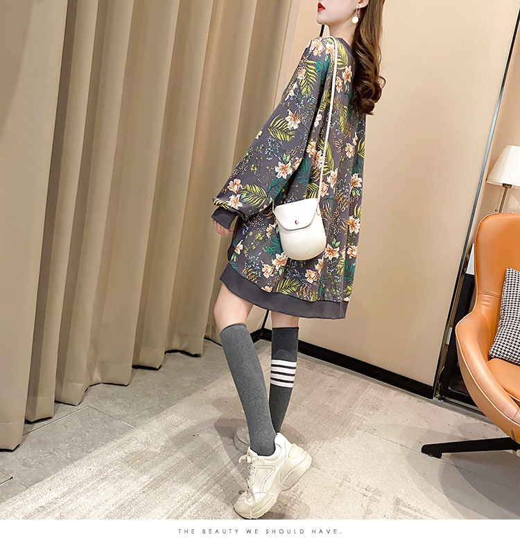 批发2020秋季大码宽松中长款套头薄款T恤上衣时尚洋气卫衣女潮详情29