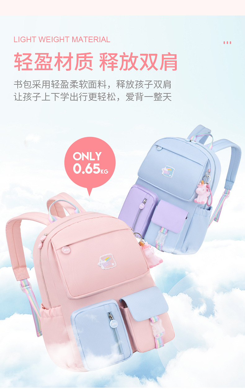 2021 nuevo bolso de escuela escuela primaria niña 1-3-6 grado niños súper ligero reducción de peso princesa mochila fabricante al por mayor pic 9