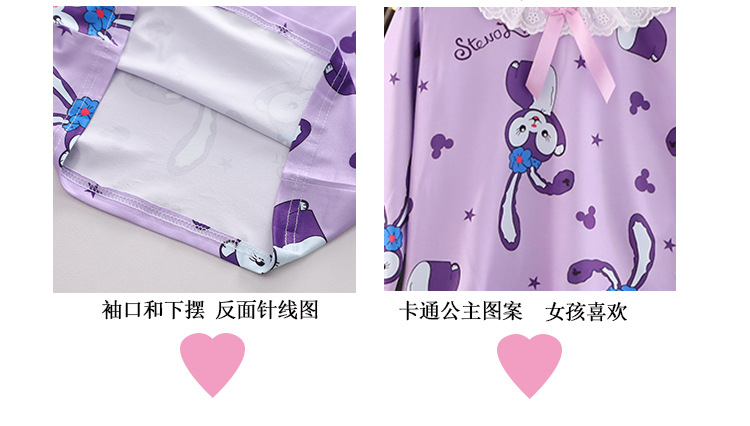 儿童睡裙短袖夏季女童装纯棉亲子宝宝薄款公主裙小女孩睡衣家居服详情13