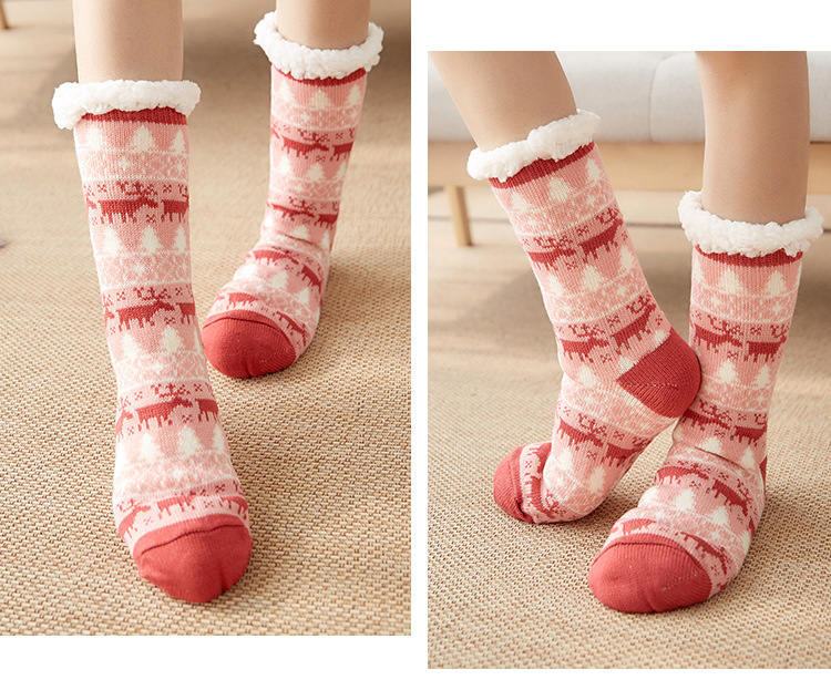 Wholesale floor socks, adult home postpartum socks, leg covers, sleep Christmas snow socks, coral fleece slippers, carpet socks pic 15