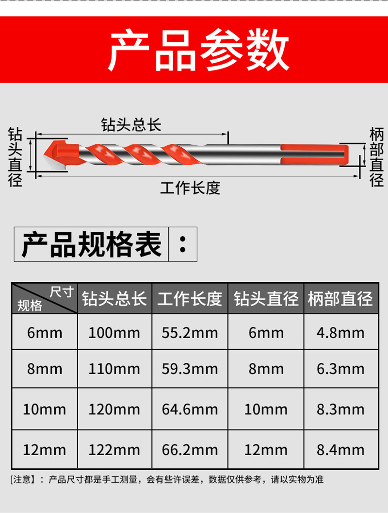 Bawang Drill multi-functional twist Drill, hard alloy, marble, glass tile, ceramic wall drilling Bawang Drill bit pic 8