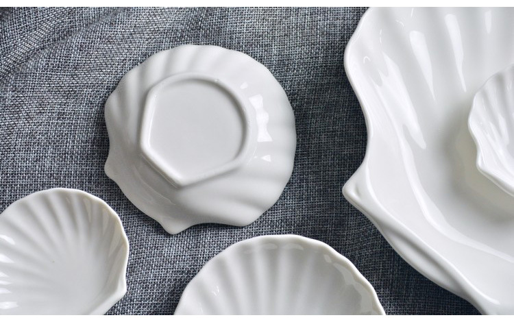 Creative shell plate, pure white Western ceramic steak plate, seasoned dish, pastry cake, small soap plate, Japanese sushi plate pic 25