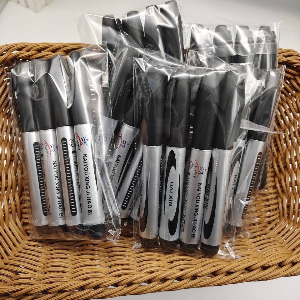 4 marker pens in a bag: large large-headed pen, black ink-filled large-headed pen, blue and red oil-based express logistics pen pic 19