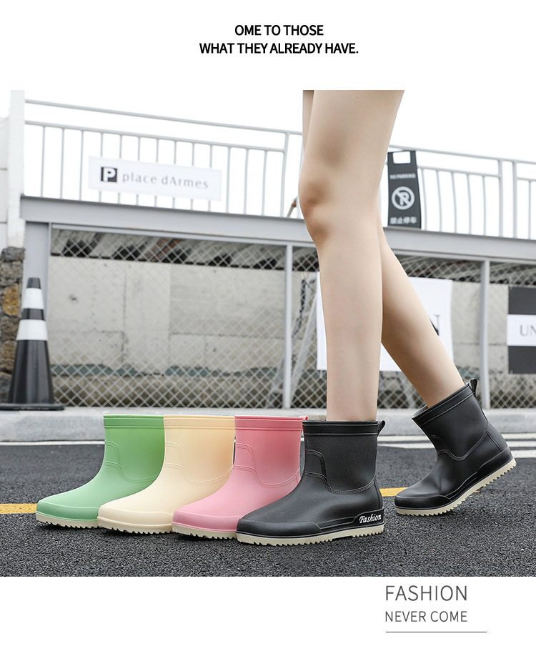 日系新款雨靴女士款短靴户外雨鞋厚底成人时尚款网红防滑加绒水鞋详情14
