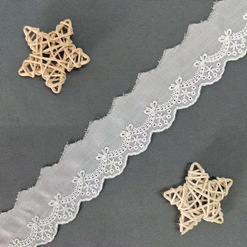 Wholesale of cotton embroidered lace, hollowed-out lace, embroidered skirt hem, clothing accessories, milk silk, perforated, barcode 2.5 pic 126