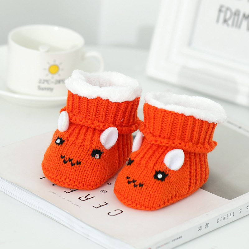 Otoño invierno 0-6 meses tejido a mano zapatos de lana de bebé cien días luna llena bebé no cae zapatos 3 más peluche zapatos de algodón engrosado pic 19