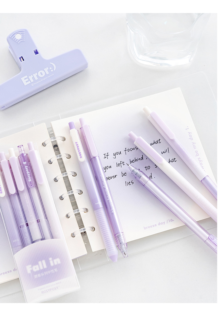 RosyPosy Stationery Blush Gel Pen Set: Horizontal transparent gradient gel pen with a girlish heart, push-button practice pen pic 17