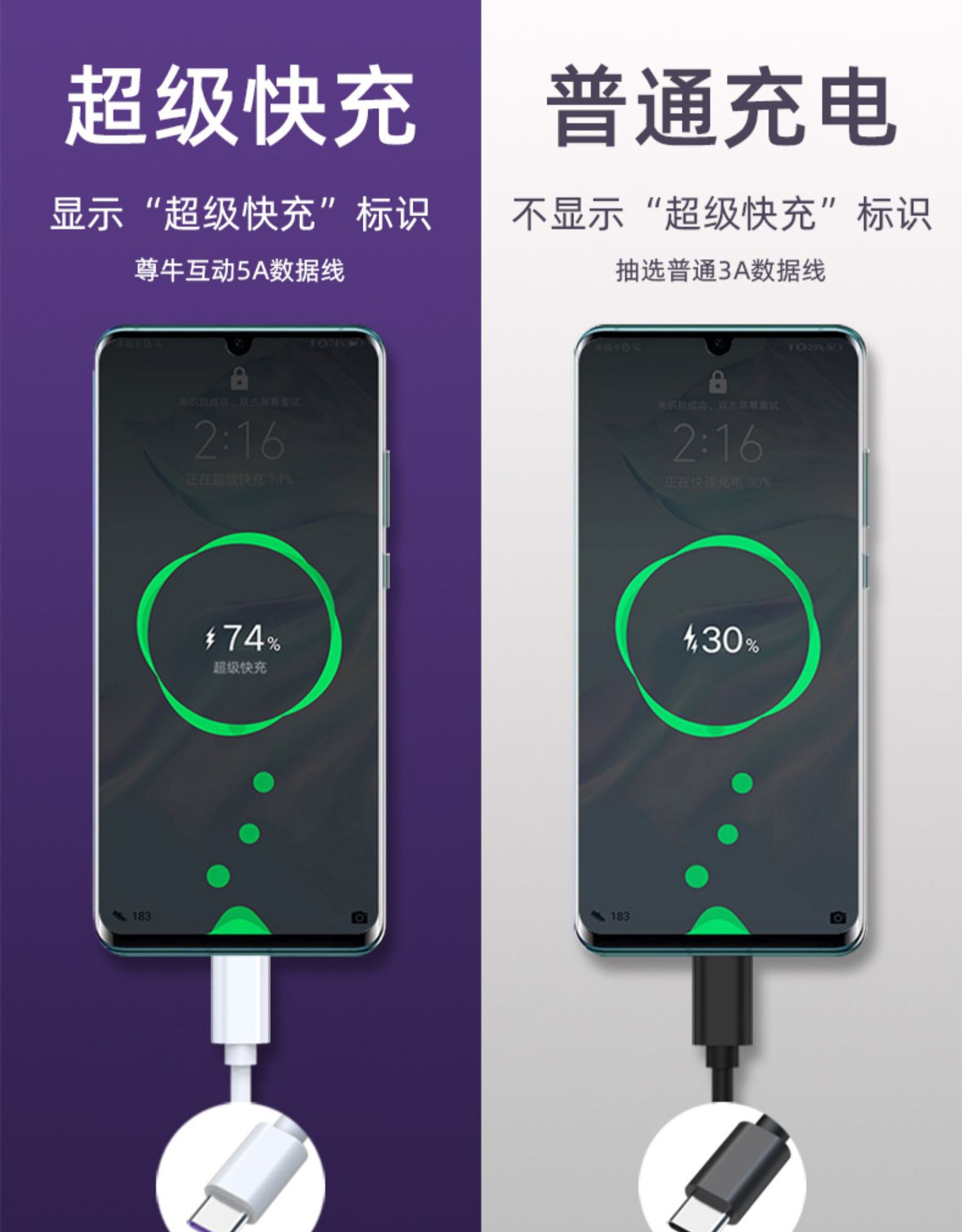 适用于P30pro mate30快充数据线 Type-c数据线 5A超级快充线详情5