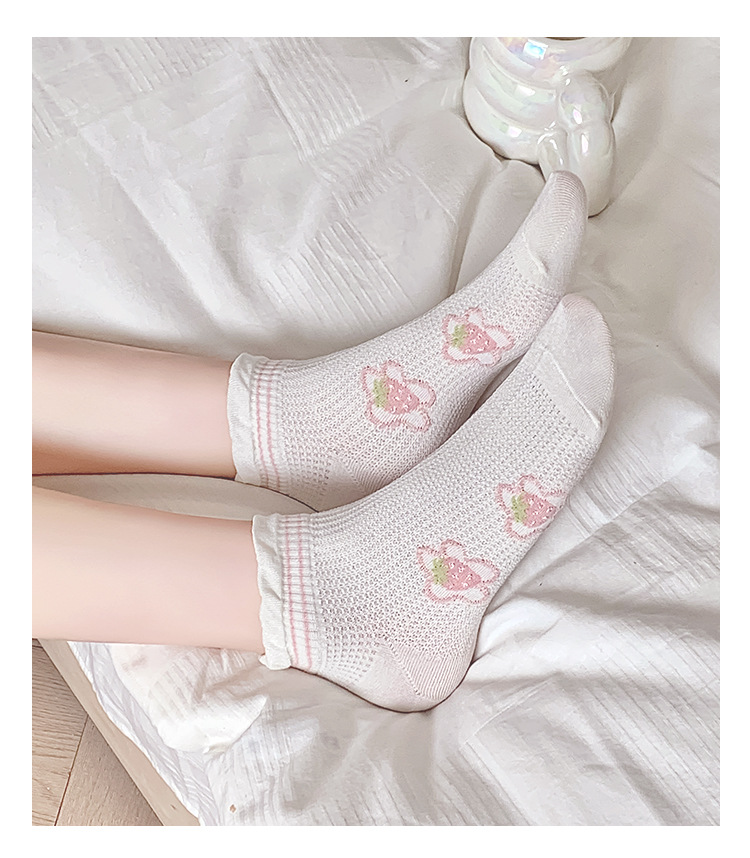 袜子地摊一件代发短袜夏季女薄款棉船袜 春夏女士百搭网眼浅口袜子 诸暨女袜一件代发详情9
