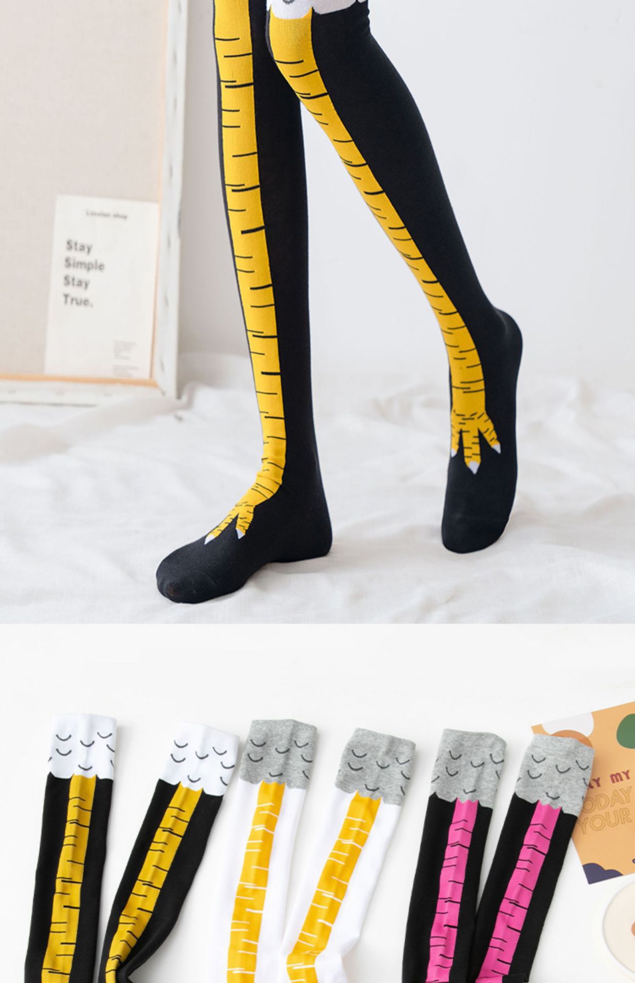 袜子女春秋新款潮流鸡爪袜健身运动休闲袜网红抖音搞怪瘦腿过膝袜详情6