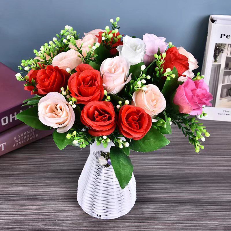 客厅工艺品摆设塑料假花仿真干花束装饰盆栽餐桌绢花茶几摆件花艺详情13