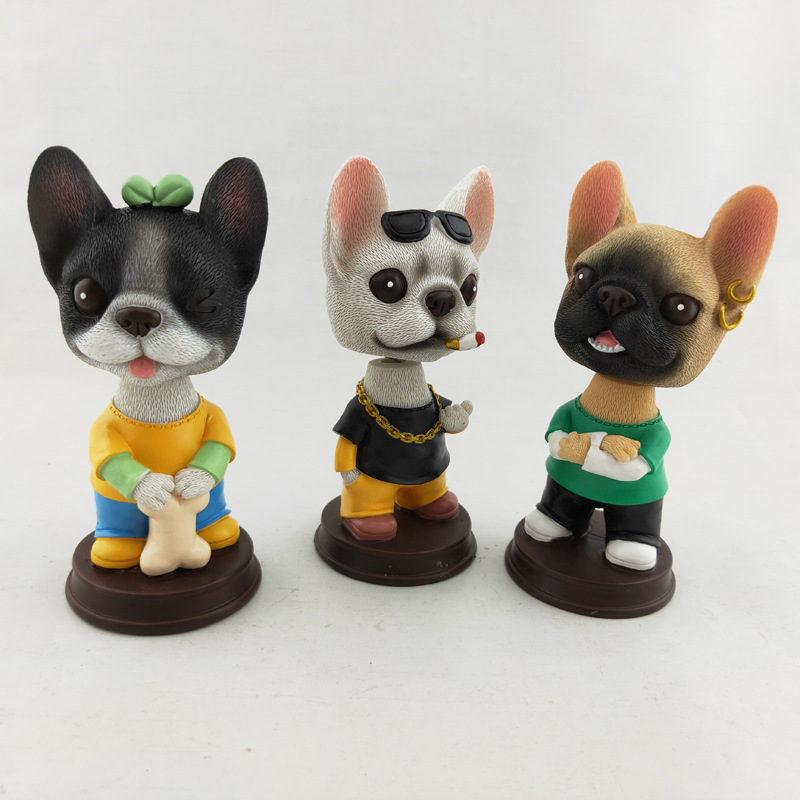 树脂摇头狗工艺品摆件 酷狗汽车摆件弹簧摇摆法斗详情2