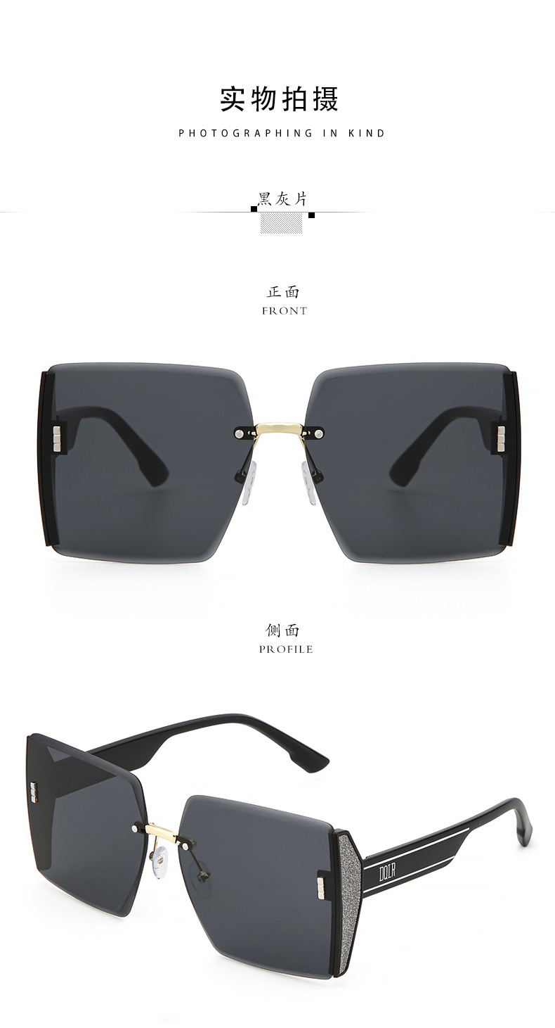 2023 new square frameless edge-cut sunglasses, popular personalized glasses, large-frame fashionable sunglasses wholesale in stock pic 13