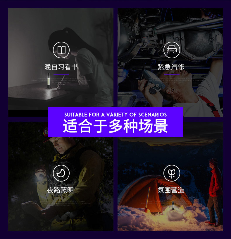 Cross-border exclusive flashlight, strong light rechargeable zoom, aluminum alloy side light strip, pen holder, long-range shooting, outdoor home small pic 6